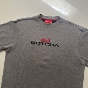 Vintage 90s GOTCHA Surf Grey Sweater Crewneck Mens Medium Spellout Embroidered